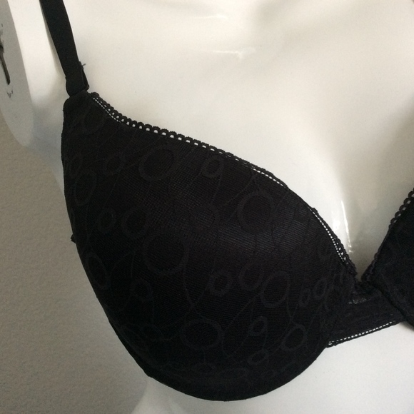 On Gossamer Black Patterned Bra 36D - Picture 2 of 5